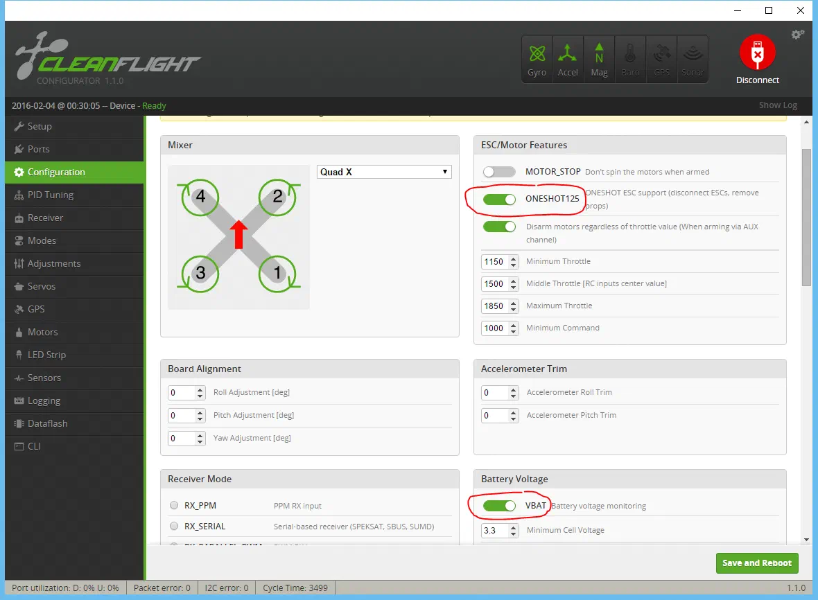Cleanflight Configuration Tab